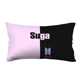 Подушка 3D антистресс с принтом BTS Suga в Новосибирске, наволочка — 100% полиэстер, наполнитель — вспененный полистирол | состоит из подушки и наволочки на молнии | bts | suga | бтс | группа | корейская | музыка | розовый | цветы | черный