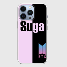 Чехол для iPhone 13 Pro с принтом BTS Suga в Новосибирске,  |  | bts | suga | бтс | группа | корейская | музыка | розовый | цветы | черный