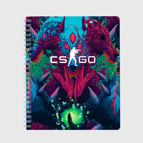 Тетрадь с принтом CS-GO Hyper Beast в Новосибирске, 100% бумага | 48 листов, плотность листов — 60 г/м2, плотность картонной обложки — 250 г/м2. Листы скреплены сбоку удобной пружинной спиралью. Уголки страниц и обложки скругленные. Цвет линий — светло-серый
 | 2019 | computer game | counter strike | cs | cs go | csgo | dota | dota2 | game | howl | hyperbeast | warning | автомат | вой | го | игрок | компьютерная игра | контр страйк | контра | кс | оружие | турнир