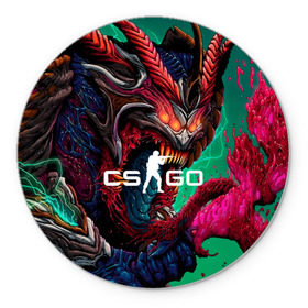 Коврик круглый с принтом CS GO hyper beast skin в Новосибирске, резина и полиэстер | круглая форма, изображение наносится на всю лицевую часть | Тематика изображения на принте: beast | counterstike | csgo | hyper | hyperbeast | m4a1s | steam | винтовка | контра | кс | ксго | шмотки