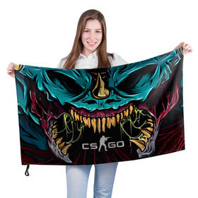 Флаг 3D с принтом CS GO hyper beast skin в Новосибирске, 100% полиэстер | плотность ткани — 95 г/м2, размер — 67 х 109 см. Принт наносится с одной стороны | beast | counterstike | csgo | hyper | hyperbeast | m4a1s | steam | винтовка | контра | кс | ксго | шмотки