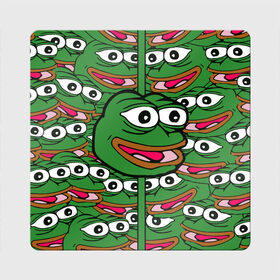 Магнит виниловый Квадрат с принтом Good / Sad frog в Новосибирске, полимерный материал с магнитным слоем | размер 9*9 см, закругленные углы | Тематика изображения на принте: bad | dab | frog | good | kek | pepe | sad | кек | лягушка | мем | мемы | пепе | со смыслом | фрог
