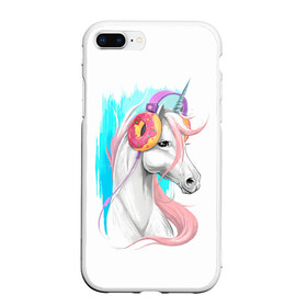 Чехол для iPhone 7Plus/8 Plus матовый с принтом Music Unicorn Art в Новосибирске, Силикон | Область печати: задняя сторона чехла, без боковых панелей | Тематика изображения на принте: волшебный | единорог | единорожик | единорожка | магия | музыка | пончик | пончики