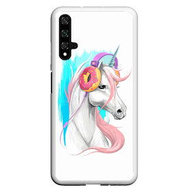 Чехол для Honor 20 с принтом Music Unicorn Art в Новосибирске, Силикон | Область печати: задняя сторона чехла, без боковых панелей | Тематика изображения на принте: волшебный | единорог | единорожик | единорожка | магия | музыка | пончик | пончики