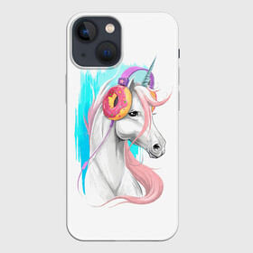 Чехол для iPhone 13 mini с принтом Music Unicorn Art в Новосибирске,  |  | Тематика изображения на принте: волшебный | единорог | единорожик | единорожка | магия | музыка | пончик | пончики