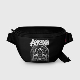 Поясная сумка 3D с принтом Asking Alexandria в Новосибирске, 100% полиэстер | плотная ткань, ремень с регулируемой длиной, внутри несколько карманов для мелочей, основное отделение и карман с обратной стороны сумки застегиваются на молнию | asking alexandria | аскинг александриа | группы | метал | музыка | рок | хэви метал | электроникор