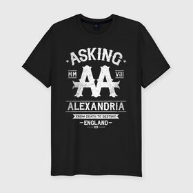 Мужская футболка премиум с принтом Asking Alexandria в Новосибирске, 92% хлопок, 8% лайкра | приталенный силуэт, круглый вырез ворота, длина до линии бедра, короткий рукав | asking alexandria | аскинг александриа | группы | метал | музыка | рок | хэви метал | электроникор