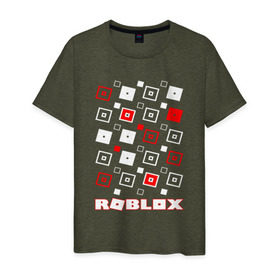 Мужская футболка хлопок с принтом ROBLOX в Новосибирске, 100% хлопок | прямой крой, круглый вырез горловины, длина до линии бедер, слегка спущенное плечо. | game | gamer | logo | roblox | игры | логотип | роблокс