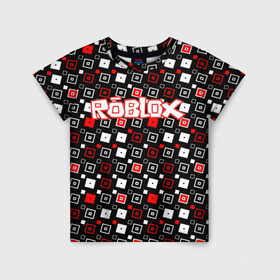 Детская футболка 3D с принтом Roblox в Новосибирске, 100% гипоаллергенный полиэфир | прямой крой, круглый вырез горловины, длина до линии бедер, чуть спущенное плечо, ткань немного тянется | game | gamer | logo | roblox | игры | логотип | роблокс
