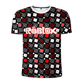 Мужская футболка 3D спортивная с принтом Roblox в Новосибирске, 100% полиэстер с улучшенными характеристиками | приталенный силуэт, круглая горловина, широкие плечи, сужается к линии бедра | game | gamer | logo | roblox | игры | логотип | роблокс