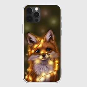 Чехол для iPhone 12 Pro Max с принтом Лисёнок и гирлянда в Новосибирске, Силикон |  | Тематика изображения на принте: лампочки | лис | лиса | лисица | огоньки | праздник | рыжая