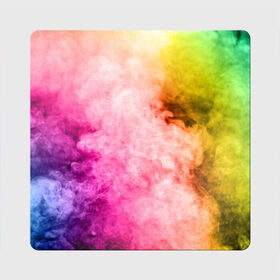 Магнит виниловый Квадрат с принтом Радужный дым в Новосибирске, полимерный материал с магнитным слоем | размер 9*9 см, закругленные углы | Тематика изображения на принте: holi | праздник красок | радуга | радужный дым | холи | цвета радуги | яркий