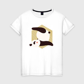 Женская футболка хлопок с принтом Панда Йога в Новосибирске, 100% хлопок | прямой крой, круглый вырез горловины, длина до линии бедер, слегка спущенное плечо | Тематика изображения на принте: panda | yoga | йога | панда | панды | фитнес