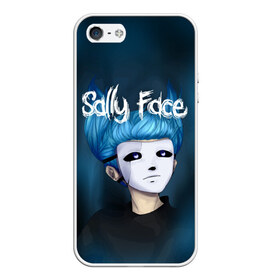 Чехол для iPhone 5/5S матовый с принтом SALLY FACE в Новосибирске, Силикон | Область печати: задняя сторона чехла, без боковых панелей | blue | face | fisher | game | games | gizmo | hair | larry | mask | sally | волосы | гизмо | голубые | игра | игры | ларри | маска | протез | сали | салли | синие | синий | триллер | ужасы | фейс | фишер | фэйс | хоррор