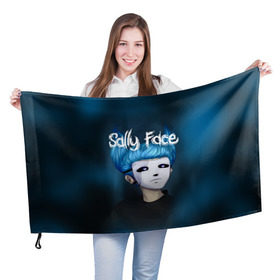 Флаг 3D с принтом SALLY FACE в Новосибирске, 100% полиэстер | плотность ткани — 95 г/м2, размер — 67 х 109 см. Принт наносится с одной стороны | blue | face | fisher | game | games | gizmo | hair | larry | mask | sally | волосы | гизмо | голубые | игра | игры | ларри | маска | протез | сали | салли | синие | синий | триллер | ужасы | фейс | фишер | фэйс | хоррор