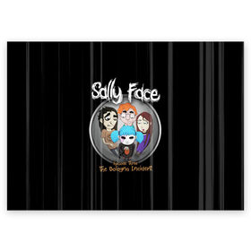 Поздравительная открытка с принтом Sally Face Episode Three в Новосибирске, 100% бумага | плотность бумаги 280 г/м2, матовая, на обратной стороне линовка и место для марки
 | blue | face | fisher | game | games | gizmo | hair | larry | mask | sally | волосы | гизмо | голубые | игра | игры | ларри | маска | протез | сали | салли | синие | синий | триллер | ужасы | фейс | фишер | фэйс | хоррор