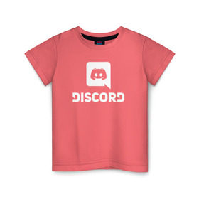 Детская футболка хлопок с принтом Discord в Новосибирске, 100% хлопок | круглый вырез горловины, полуприлегающий силуэт, длина до линии бедер | Тематика изображения на принте: voip | дискорд | игры | мессенджер | связь | скайп