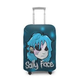 Чехол для чемодана 3D с принтом Sally Face в Новосибирске, 86% полиэфир, 14% спандекс | двустороннее нанесение принта, прорези для ручек и колес | blue | face | fisher | game | games | gizmo | hair | larry | mask | sally | волосы | гизмо | голубые | игра | игры | ларри | маска | протез | сали | салли | синие | синий | триллер | ужасы | фейс | фишер | фэйс | хоррор