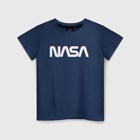 Детская футболка хлопок с принтом NASA GLITCH в Новосибирске, 100% хлопок | круглый вырез горловины, полуприлегающий силуэт, длина до линии бедер | Тематика изображения на принте: galaxy | nasa | space | space company | star | астрономия | галактика | звезды | космическая компания | космос | наса