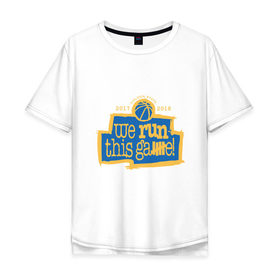Мужская футболка хлопок Oversize с принтом Golden State Run This Game в Новосибирске, 100% хлопок | свободный крой, круглый ворот, “спинка” длиннее передней части | 