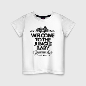 Детская футболка хлопок с принтом Welcome to the Jungle в Новосибирске, 100% хлопок | круглый вырез горловины, полуприлегающий силуэт, длина до линии бедер | 80s | 80е | axl | duff | guns n roses | rock | slash