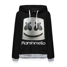 Женская толстовка 3D с принтом Marshmello в Новосибирске, 100% полиэстер  | двухслойный капюшон со шнурком для регулировки, мягкие манжеты на рукавах и по низу толстовки, спереди карман-кенгуру с мягким внутренним слоем. | marshmello | диджей | клуб | клубная музыка | маршмеллоу | маршмэлло | маршмэллоу | музыка | электронная