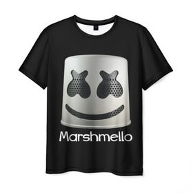 Мужская футболка 3D с принтом Marshmello в Новосибирске, 100% полиэфир | прямой крой, круглый вырез горловины, длина до линии бедер | marshmello | диджей | клуб | клубная музыка | маршмеллоу | маршмэлло | маршмэллоу | музыка | электронная
