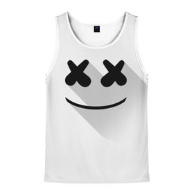 Мужская майка 3D с принтом Marshmello в Новосибирске, 100% полиэстер | круглая горловина, приталенный силуэт, длина до линии бедра. Пройма и горловина окантованы тонкой бейкой | marshmello | диджей | клуб | клубная музыка | маршмеллоу | маршмэлло | маршмэллоу | музыка | электронная