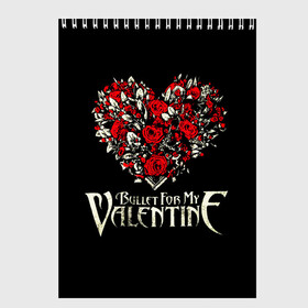 Скетчбук с принтом Bullet For My Valentine в Новосибирске, 100% бумага
 | 48 листов, плотность листов — 100 г/м2, плотность картонной обложки — 250 г/м2. Листы скреплены сверху удобной пружинной спиралью | bfmv | bullet for my valentine | metal | rock | группы | метал | музыка | рок | трэш