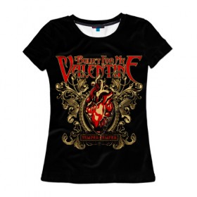 Женская футболка 3D с принтом Bullet For My Valentine в Новосибирске, 100% полиэфир ( синтетическое хлопкоподобное полотно) | прямой крой, круглый вырез горловины, длина до линии бедер | bfmv | bullet for my valentine | metal | rock | группы | метал | музыка | рок | трэш