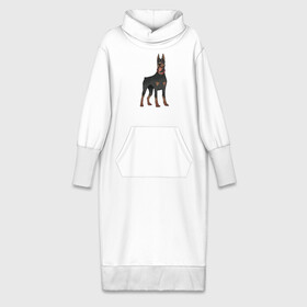 Платье удлиненное хлопок с принтом Доберман в Новосибирске,  |  | doberman | dobermann | dog | доберман | собака | собаки