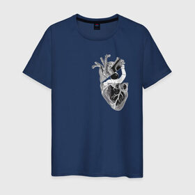 Мужская футболка хлопок с принтом Astronaut in Heart в Новосибирске, 100% хлопок | прямой крой, круглый вырез горловины, длина до линии бедер, слегка спущенное плечо. | space | анатомия | астронавт | вселенная | звезды | космонавт | космос | луна | любовь | планета | сердце