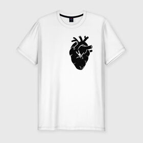 Мужская футболка премиум с принтом Heart Space в Новосибирске, 92% хлопок, 8% лайкра | приталенный силуэт, круглый вырез ворота, длина до линии бедра, короткий рукав | анатомия | астронавт | вселенная | звезды | космонавт | космос | сердце