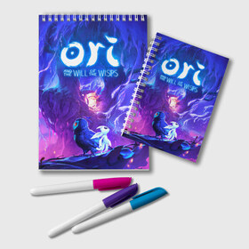 Блокнот с принтом Ori - And The Will Of The Wisp в Новосибирске, 100% бумага | 48 листов, плотность листов — 60 г/м2, плотность картонной обложки — 250 г/м2. Листы скреплены удобной пружинной спиралью. Цвет линий — светло-серый
 | Тематика изображения на принте: game | indie | ori | игра | инди | квест | платформер