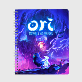 Тетрадь с принтом Ori - And The Will Of The Wisp в Новосибирске, 100% бумага | 48 листов, плотность листов — 60 г/м2, плотность картонной обложки — 250 г/м2. Листы скреплены сбоку удобной пружинной спиралью. Уголки страниц и обложки скругленные. Цвет линий — светло-серый
 | Тематика изображения на принте: game | indie | ori | игра | инди | квест | платформер