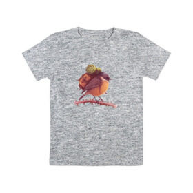 Детская футболка хлопок с принтом Воробей Турист в Новосибирске, 100% хлопок | круглый вырез горловины, полуприлегающий силуэт, длина до линии бедер | палатка | птенец | птица | птичка | путешествие | рюкзак | туризм