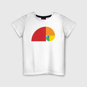 Детская футболка хлопок с принтом Радуга Фибоначчи в Новосибирске, 100% хлопок | круглый вырез горловины, полуприлегающий силуэт, длина до линии бедер | золотое сечение | леонардо пизанский | математика | отношение | пропорция | улитка | фиббоначи | фибоначи | фибоначчи | числа