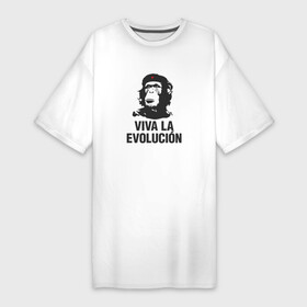 Платье-футболка хлопок с принтом Да Здравствует Эволюция в Новосибирске,  |  | che guevara | deputa matre | evolution | дупута матре | куба | обезьяна | революция | свобода | че | че гевара | чегеварра | чигевара | эволюция