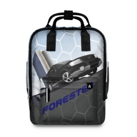 Женский рюкзак 3D с принтом Subaru Forester SF5 в Новосибирске, 100% полиэстер | лямки с регулируемой длиной, сверху ручки, чтобы рюкзак нести как сумку. Основное отделение закрывается на молнию, как и внешний карман. Внутри два дополнительных кармана, один из которых закрывается на молнию. По бокам два дополнительных кармашка, куда поместится маленькая бутылочка
 | auto | forester | jdm | sf5 | subaru | subaru forester | субару | форестер
