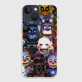 Чехол для iPhone 13 mini с принтом Five Nights At Freddys в Новосибирске,  |  | five nights at freddys | foxy | аниматроники | игра | компьютерная игра | робот | фокси | фредди | чика