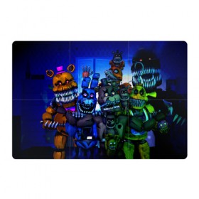 Магнитный плакат 3Х2 с принтом Five Nights At Freddy`s в Новосибирске, Полимерный материал с магнитным слоем | 6 деталей размером 9*9 см | five nights at freddys | foxy | аниматроники | игра | компьютерная игра | робот | фокси | фредди | чика