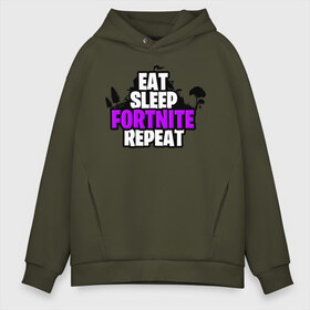 Мужское худи Oversize хлопок с принтом Eat Sleep Fortnite Repeat в Новосибирске, френч-терри — 70% хлопок, 30% полиэстер. Мягкий теплый начес внутри —100% хлопок | боковые карманы, эластичные манжеты и нижняя кромка, капюшон на магнитной кнопке | eat | fortnite | game | gamer | repeat | sleep | twitch | игра | игрок | твич | форнайт | фортнайт