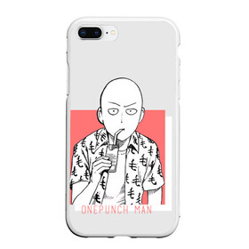 Чехол для iPhone 7Plus/8 Plus матовый с принтом Saitama (One-Punch Man) Ванпач в Новосибирске, Силикон | Область печати: задняя сторона чехла, без боковых панелей | ванпач | ванпачнем | оппаи