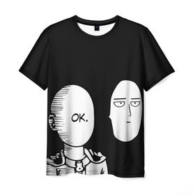 Мужская футболка 3D с принтом Saitama (One-Punch Man) в Новосибирске, 100% полиэфир | прямой крой, круглый вырез горловины, длина до линии бедер | Тематика изображения на принте: man | one punch | saitama | ванпач | ванпачмен | генос