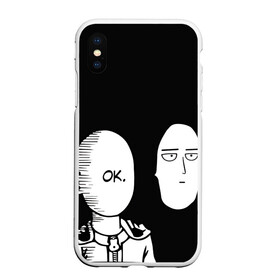 Чехол для iPhone XS Max матовый с принтом Saitama (One-Punch Man) в Новосибирске, Силикон | Область печати: задняя сторона чехла, без боковых панелей | man | one punch | saitama | ванпач | ванпачмен | генос