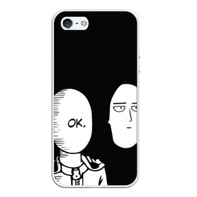 Чехол для iPhone 5/5S матовый с принтом Saitama (One-Punch Man) в Новосибирске, Силикон | Область печати: задняя сторона чехла, без боковых панелей | man | one punch | saitama | ванпач | ванпачмен | генос