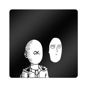 Магнит виниловый Квадрат с принтом Saitama (One-Punch Man) в Новосибирске, полимерный материал с магнитным слоем | размер 9*9 см, закругленные углы | Тематика изображения на принте: man | one punch | saitama | ванпач | ванпачмен | генос