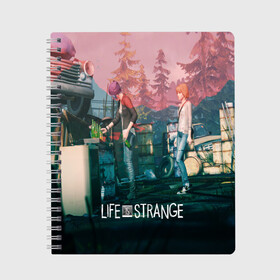 Тетрадь с принтом Life is Strange в Новосибирске, 100% бумага | 48 листов, плотность листов — 60 г/м2, плотность картонной обложки — 250 г/м2. Листы скреплены сбоку удобной пружинной спиралью. Уголки страниц и обложки скругленные. Цвет линий — светло-серый
 | caulfield | chloe price | game | kate marsh | life | life is strange | life is strange: before the storm | max | strange | две луны | игры | кейт марш | колфилд | макс | подростки | студенты
