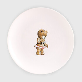 Тарелка с принтом Nasty bear в Новосибирске, фарфор | диаметр - 210 мм
диаметр для нанесения принта - 120 мм | медведь | мишка | плюшевый | селфи | тедди