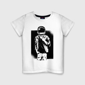 Детская футболка хлопок с принтом Астронавт в Новосибирске, 100% хлопок | круглый вырез горловины, полуприлегающий силуэт, длина до линии бедер | астронавт | космонавт | космос
